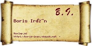 Boris Irén névjegykártya