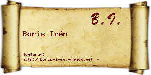 Boris Irén névjegykártya